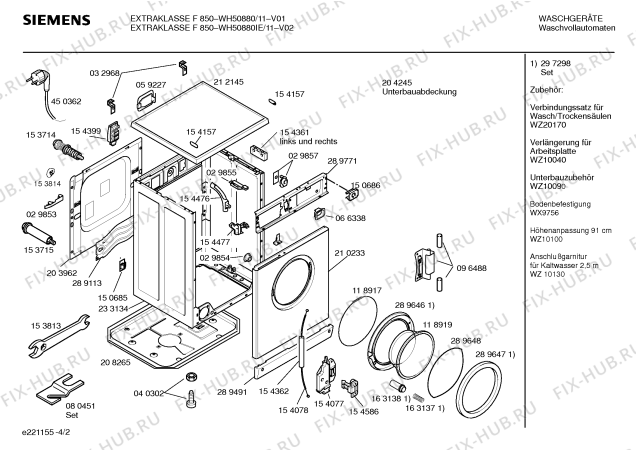 Схема №2 WH51090 EXTRAKLASSE F 1000 A с изображением Инструкция по эксплуатации для стиральной машины Siemens 00517939