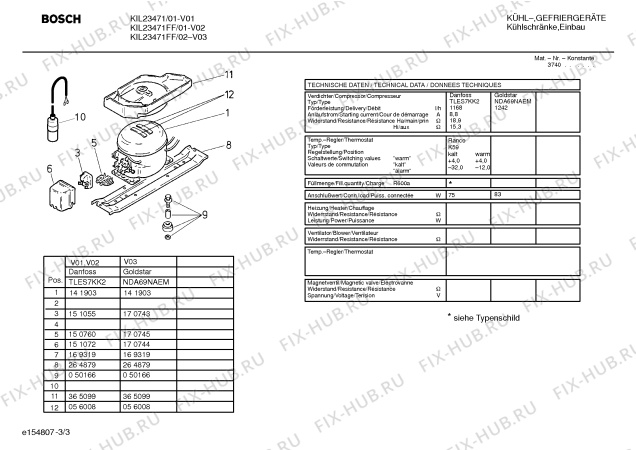 Взрыв-схема холодильника Bosch KIL23471FF - Схема узла 03