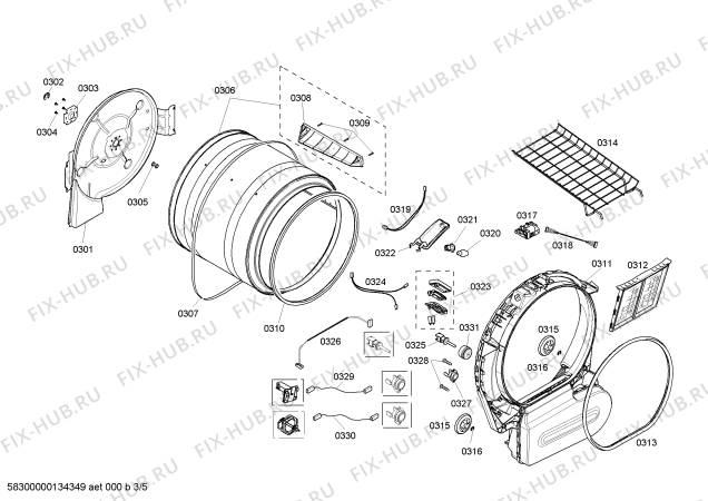 Взрыв-схема сушильной машины Bosch WTMC8330CN Nexxt 800 Series - Схема узла 03