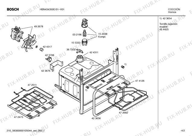 Схема №2 HBN434320E с изображением Инструкция по установке/монтажу для духового шкафа Bosch 00591921