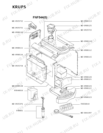 Взрыв-схема кофеварки (кофемашины) Krups FNF544(0) - Схема узла RP002591.1P3