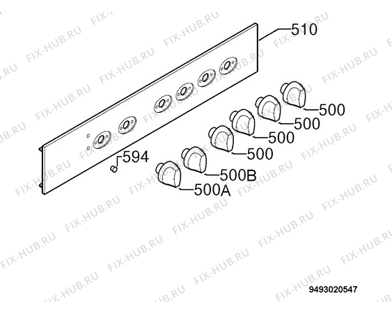 Взрыв-схема плиты (духовки) Electrolux EON3701X - Схема узла Command panel 037