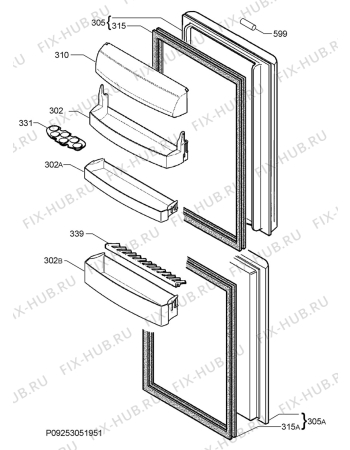 Взрыв-схема холодильника Zanussi ZRB935NW2 - Схема узла Door 003