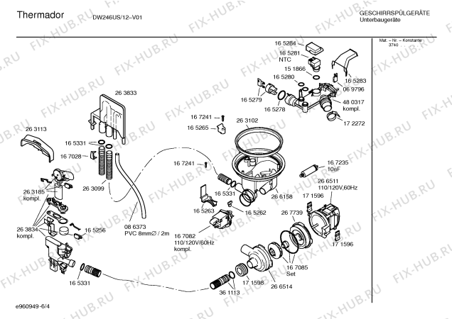 Схема №2 DW44ZB с изображением Переключатель для посудомойки Bosch 00064600