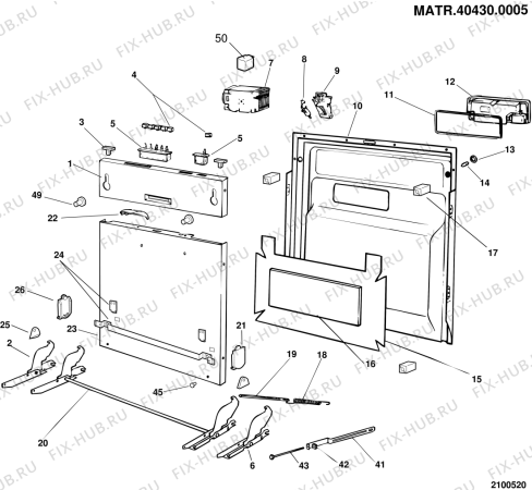 Взрыв-схема посудомоечной машины Ariston LST660UK (F016282) - Схема узла