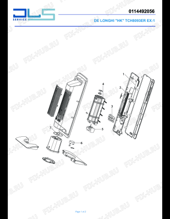 Схема №1 Tower TCH 8093 ER EX:2 с изображением Нагревательный элемент для обогревателя (вентилятора) DELONGHI SUN1307