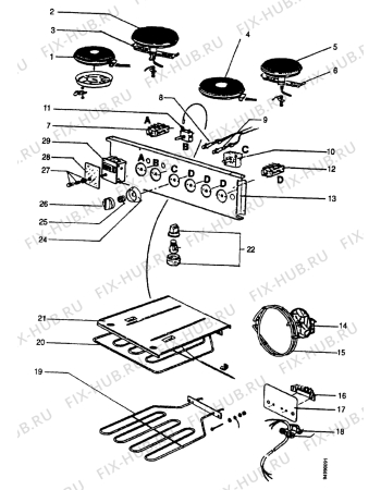 Взрыв-схема комплектующей Zanussi ZA6021BL/1 - Схема узла Electrical equipment