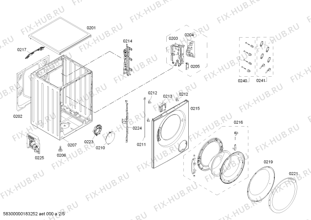 Схема №2 WAS284C00W Avantixx 8kg с изображением Ручка для стиральной машины Bosch 00757681