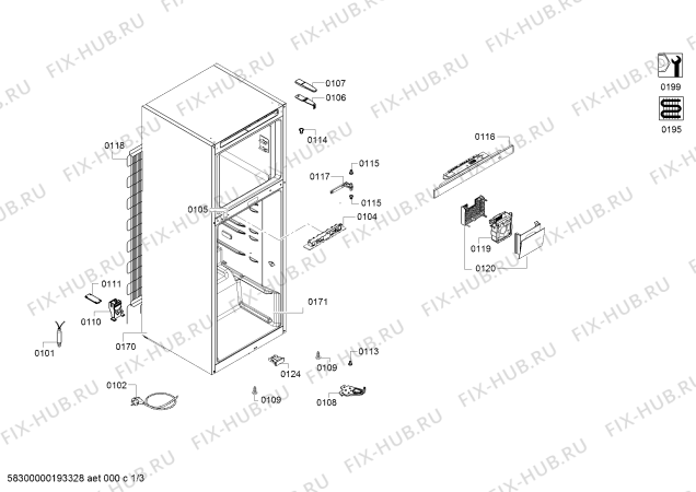 Схема №2 3FS2502WI Balay с изображением Дверь для холодильной камеры Bosch 00718048