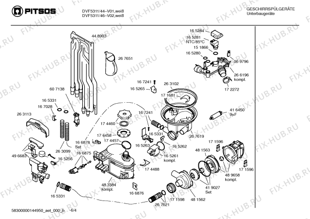 Схема №4 DVF5311 с изображением Инструкция по эксплуатации для электропосудомоечной машины Bosch 00389188