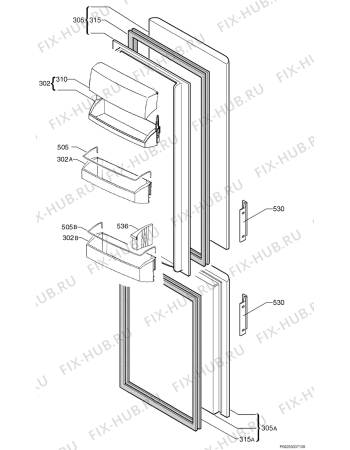 Взрыв-схема холодильника Aeg Electrolux S60276KG - Схема узла Door 003