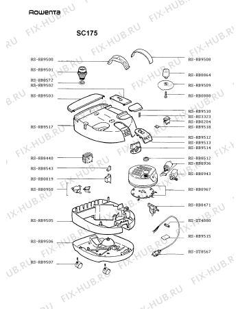 Взрыв-схема пылесоса Rowenta SC175 - Схема узла SC175___.NL1