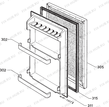 Взрыв-схема холодильника Zanussi ZFC138T - Схема узла Door 003