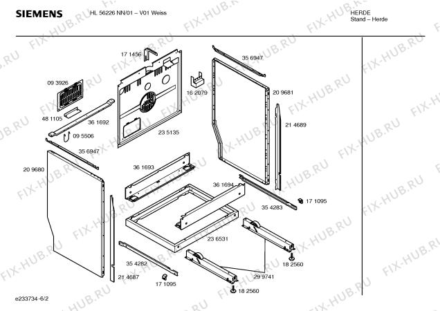 Схема №1 HL56226NN с изображением Панель управления для плиты (духовки) Siemens 00361721