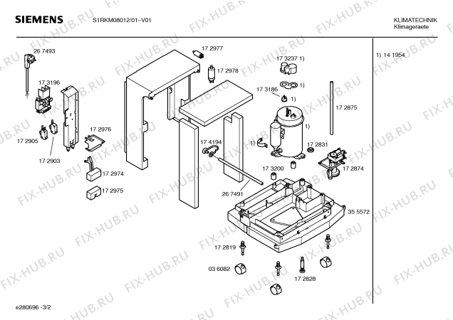 Взрыв-схема кондиционера Siemens S1RKM08012 pure air - Схема узла 02