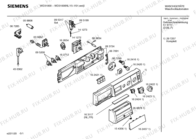 Схема №2 WD31000NL Wash & Dry 3100 с изображением Панель управления для стиральной машины Siemens 00297257