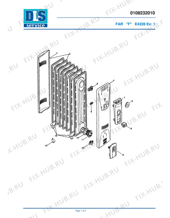 Схема №1 E4228 с изображением Блок управления для обогревателя (вентилятора) DELONGHI 5908010900