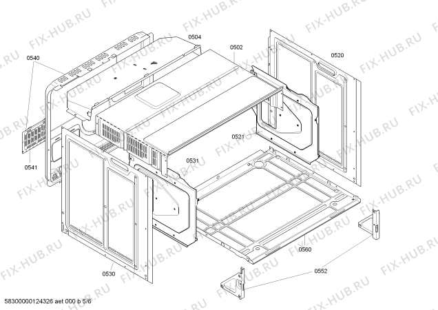 Взрыв-схема плиты (духовки) Bosch HBN780751 - Схема узла 05