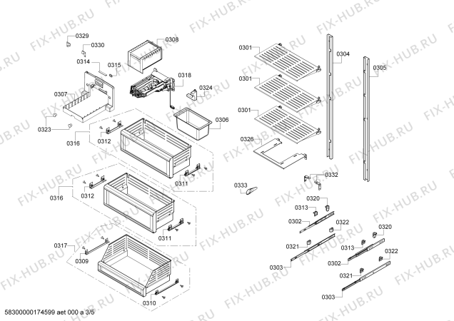 Схема №2 RF471701 с изображением Крышка для холодильника Bosch 00713122