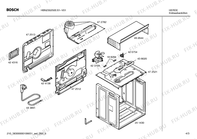 Взрыв-схема плиты (духовки) Bosch HBN230250E - Схема узла 03