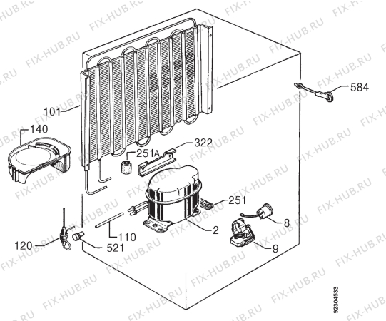 Взрыв-схема холодильника Zanker TT174 - Схема узла Cooling system 017