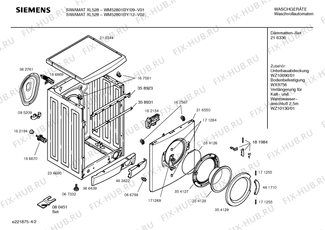 Схема №2 WM52801BY SIWAMAT XL528 с изображением Инструкция по установке и эксплуатации для стиральной машины Siemens 00525255