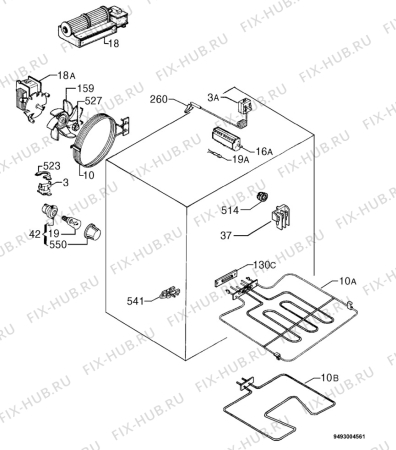 Взрыв-схема плиты (духовки) Privileg 461728_8534 - Схема узла Electrical equipment 268