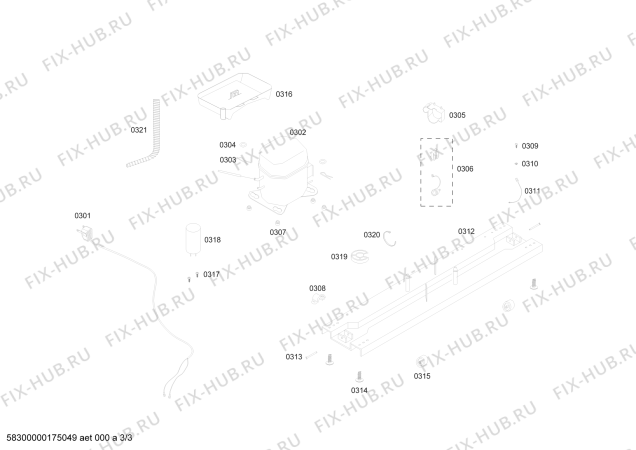 Взрыв-схема холодильника Bosch KDN46PI111 REF BOSCH ECO-TT465 IX 220V/60HZ - Схема узла 03