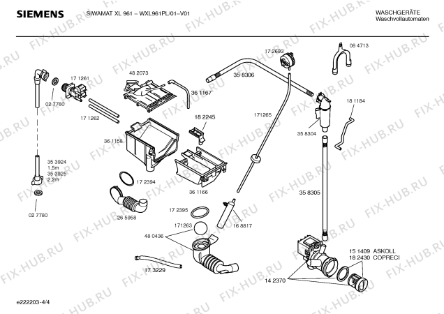 Взрыв-схема стиральной машины Siemens WXL961PL SIWAMAT XL 961 - Схема узла 04