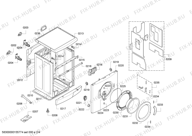 Взрыв-схема стиральной машины Bosch WAE32162SN Maxx 6 VarioPerfect - Схема узла 02