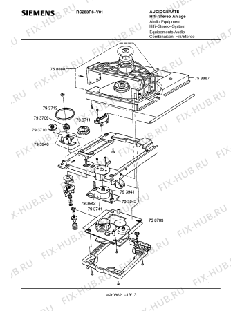 Схема №2 RS283R6 с изображением Крышка кассетника для телевизора Siemens 00758791