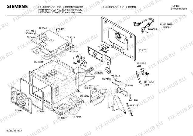 Взрыв-схема микроволновой печи Siemens HF85850NL - Схема узла 03