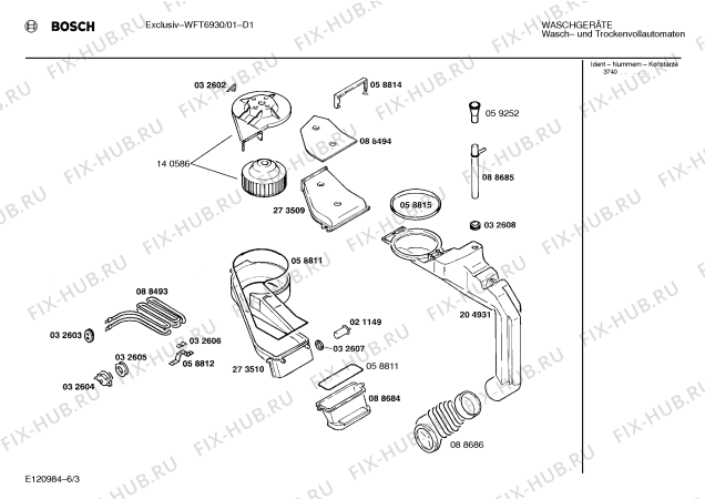 Взрыв-схема стиральной машины Bosch WFT6930 EXCLUSIV - Схема узла 03