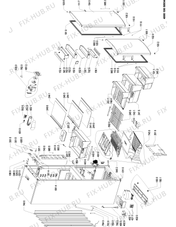 Схема №1 WBE36252NSTS с изображением Часть корпуса для холодильной камеры Whirlpool 481010584325