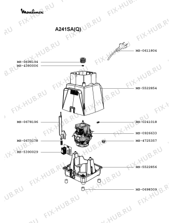 Взрыв-схема блендера (миксера) Moulinex A241SA(Q) - Схема узла RP002533.5P2