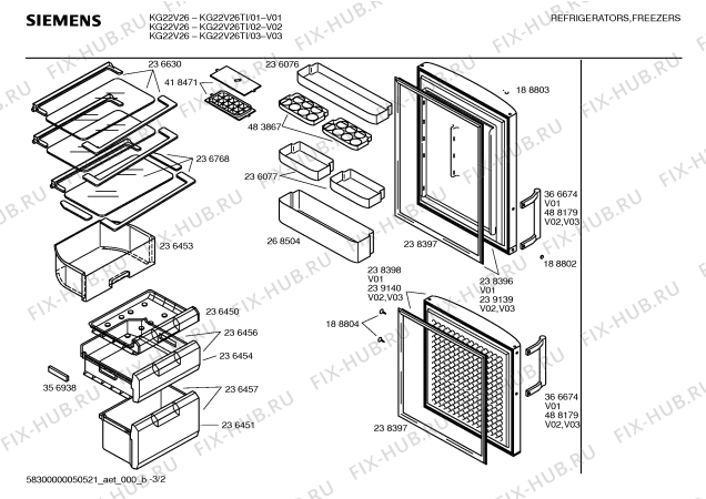 Взрыв-схема холодильника Siemens KG22V26TI - Схема узла 02