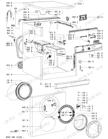 Схема №1 AWO/D 431350 с изображением Обшивка для стиралки Whirlpool 480111100886