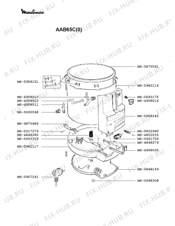 Взрыв-схема тостера (фритюрницы) Moulinex AAB65C(0) - Схема узла VP002094.7P2