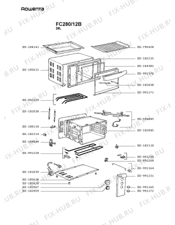 Схема №1 FC280/12B с изображением Клавиша для электропечи Rowenta SS-991164