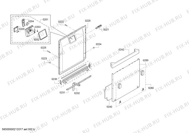 Взрыв-схема посудомоечной машины Bosch SMI68TS01D Exclusiv, Made in Germany - Схема узла 02
