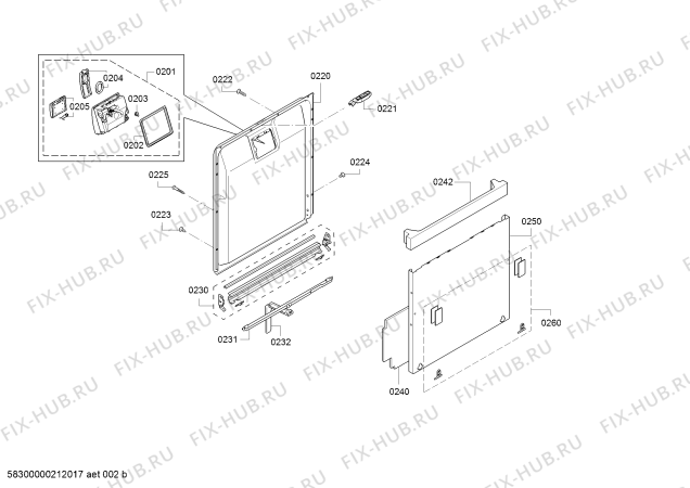 Взрыв-схема посудомоечной машины Bosch SMI66MS01B, SuperSilence - Схема узла 02