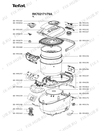 Схема №1 RK702171/89A с изображением Блок управления для электропароварки Tefal SS-993199