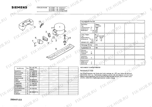 Взрыв-схема холодильника Siemens KS310871 - Схема узла 02