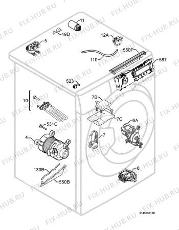 Взрыв-схема стиральной машины Electrolux EWN10780W - Схема узла Electrical equipment 268