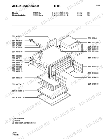Взрыв-схема плиты (духовки) Aeg COMP. 51581B-D GB - Схема узла Section2