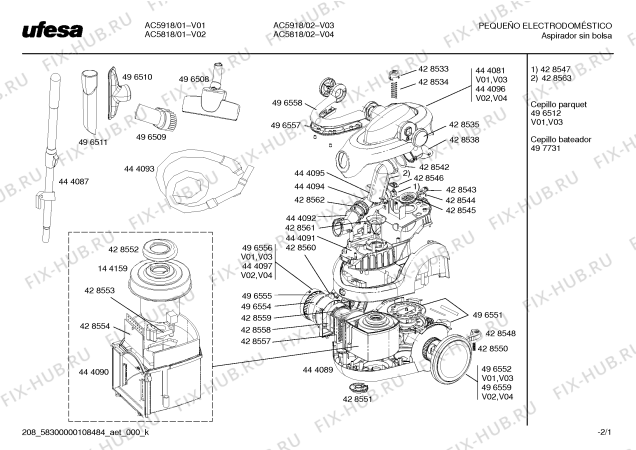 Схема №1 AC5818 CYCLETRON с изображением Нижняя часть корпуса для пылесоса Bosch 00444091