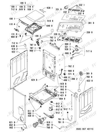Схема №2 WATE 9573/1 с изображением Декоративная панель для стиральной машины Whirlpool 481245212337