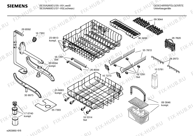 Схема №3 SE34A261 с изображением Инструкция по эксплуатации для посудомоечной машины Siemens 00529674