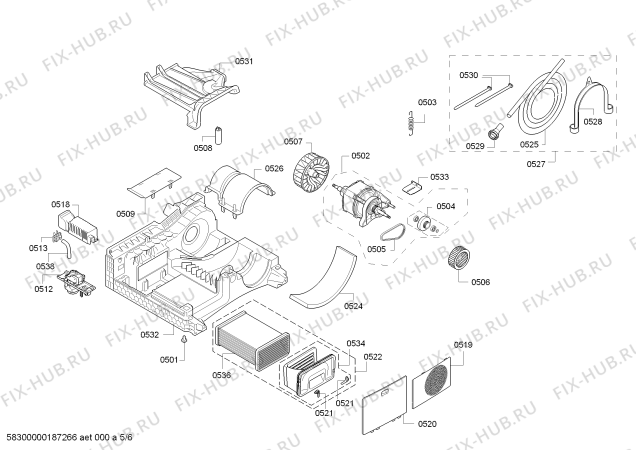 Взрыв-схема сушильной машины Bosch WTG86401UC Axxis - Схема узла 05