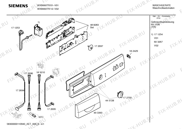 Схема №2 WXB660TR XB660 с изображением Инструкция по эксплуатации для стиралки Siemens 00691558